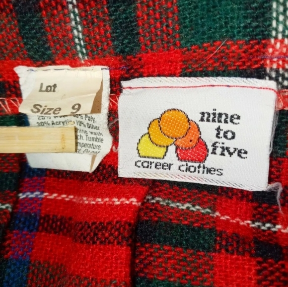 Vintage Skirts Vintage Retro Boho Wool Red Plaid Skirt Size 9